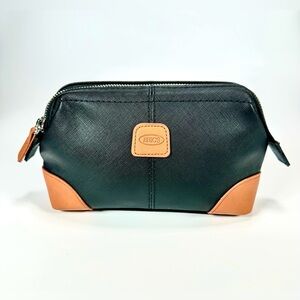 Bric's Black Toiletry Bag with brown Leather Accents